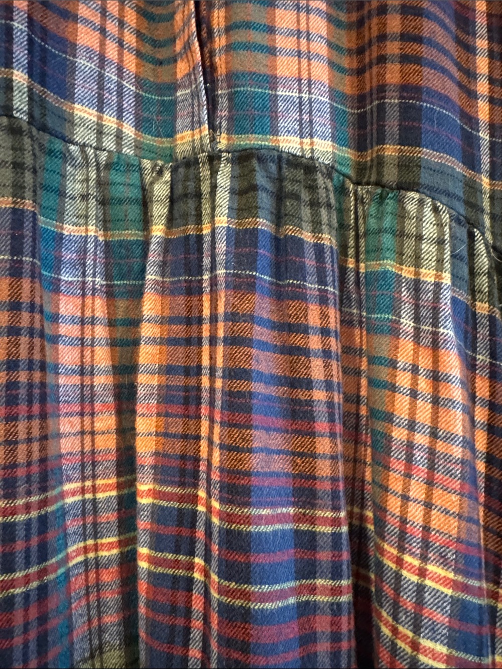 Plaid Tiered Button-Front Midi Dress in Multicolor - Picture 3 of 5